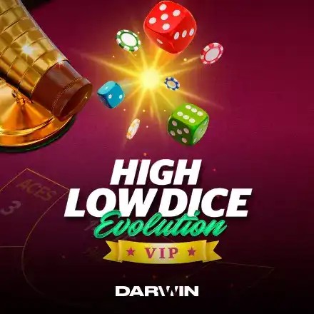 High Low Dice Evolution VIP online game logo by Darwin Gaming on monster-casino.be
